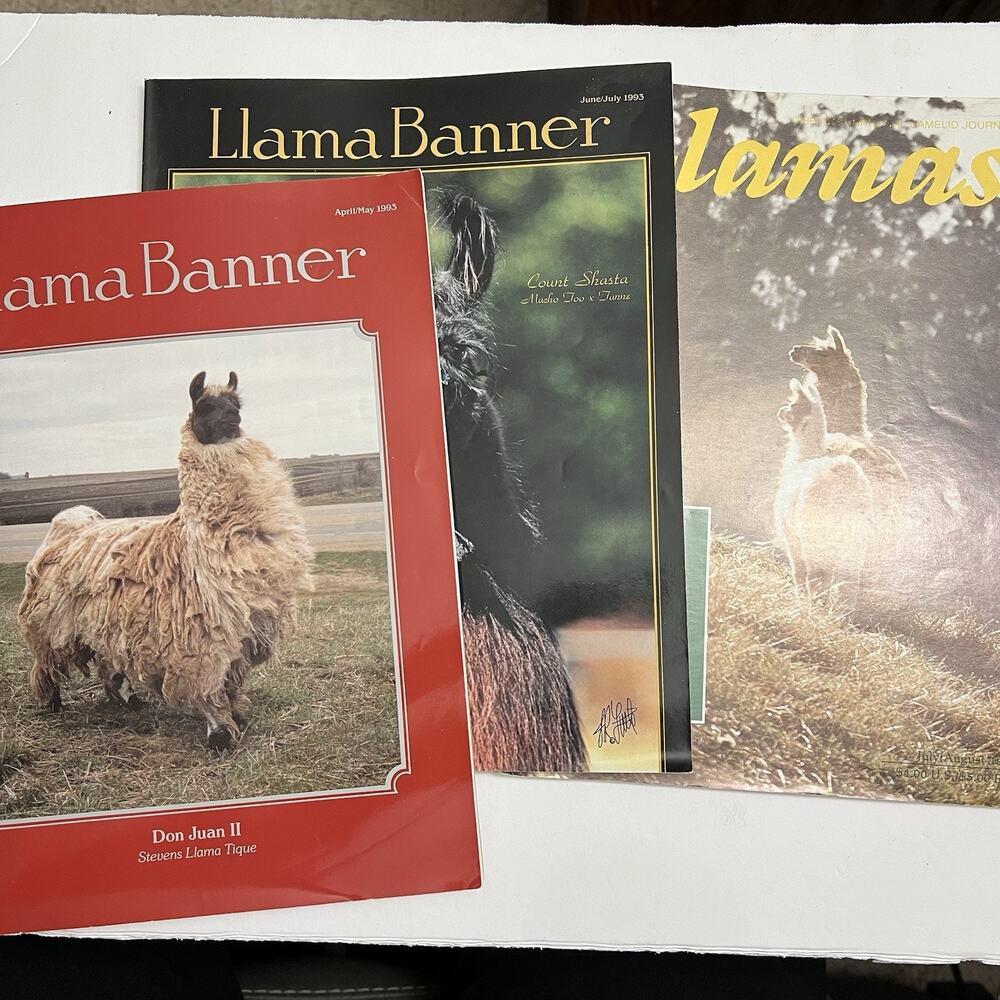 Set of 3 Vintage Llama Banner Magazines April May June July August 1993